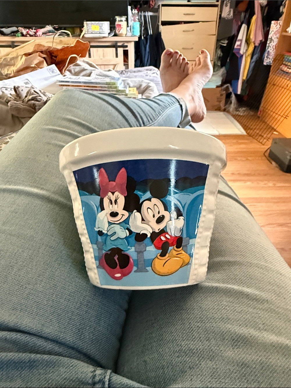 Disney Minnie & Mickey Blue White Character Planter